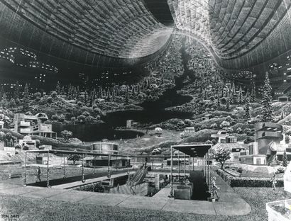 null Nasa. Une belle vue d'artiste : DON DAVIS d'un projet futuriste de ville spatiale...