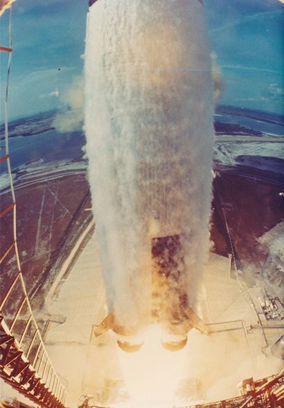 null Nasa. Apollo 11 mission. Rare view of the Saturn V rocket at liftoff. This photograph...