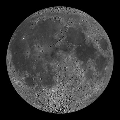 null Nasa. GRAND FORMAT. Fantastique vue de la lune réalisée à partir d'une mosaïque...