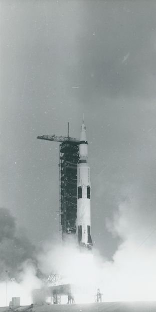 null NASA. The SATURNE 5 rocket lifts off from launch pad A at Cape Kennedy Complex...