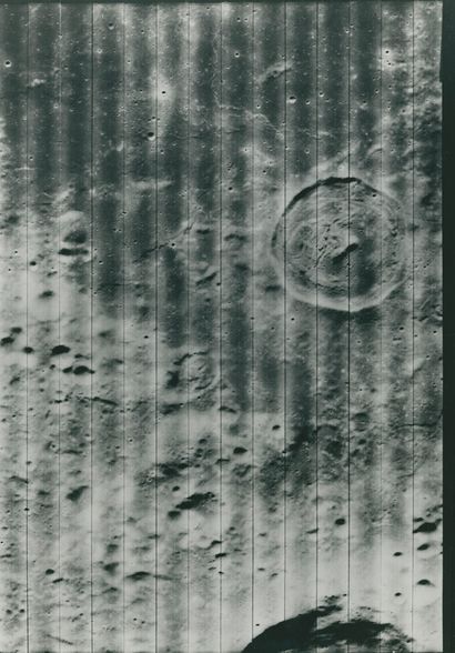 null NASA. View of the moon from the LUNAR ORBITER 1 probe. 1966. Vintage silver...
