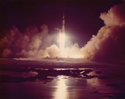 null NASA. Historic liftoff of the last human crew to the moon that began the Apollo...