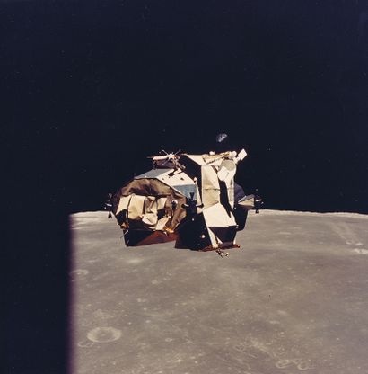 null NASA. Apollo 16 mission. Rare and superb view of the ascent stage of the lunar...