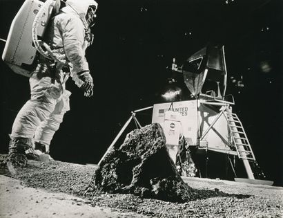 null Nasa. Entraînement au sol des astronautes Buzz Aldrin et Neil Armstrong. Avri...