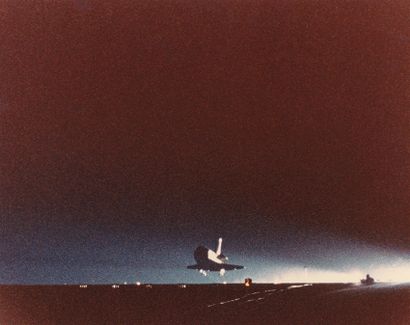 null NASA. Nice night landing of the space shuttle CHALLENGER (Mission STS-8) on...
