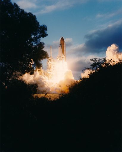 null Nasa. View of the early morning liftoff through the vegetation of CAP CANAVERAL...