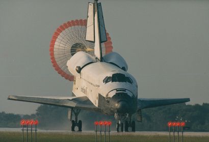 null NASA. A very nice view of the space shuttle COLUMBIA just landed at Cape Canaveral,...