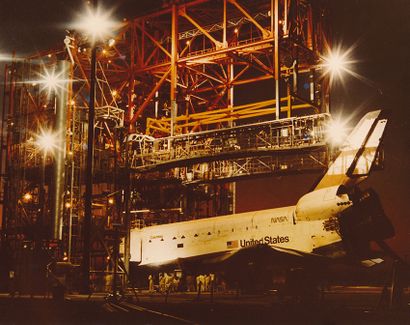 null Nasa. A great view of the Space Shuttle Columbia in its assembly hall. The space...