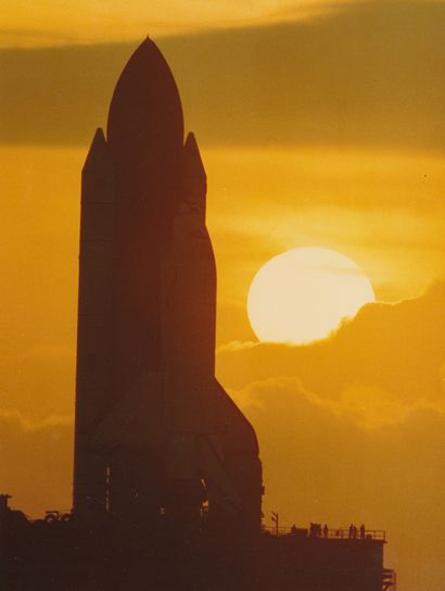 null Nasa. An exceptional and rare photograph of the space shuttle whose silhouette...
