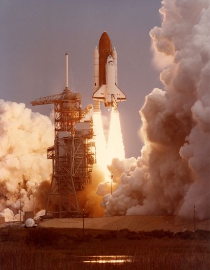 Nasa. Space shuttle takeoff. Circa 1980....