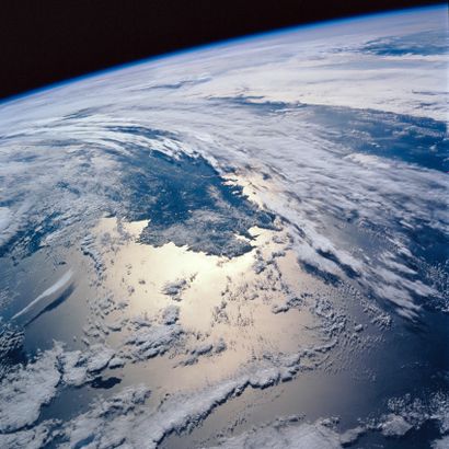 null NASA. LARGE FORMAT. Beautiful view of the globe from the American space shuttle...