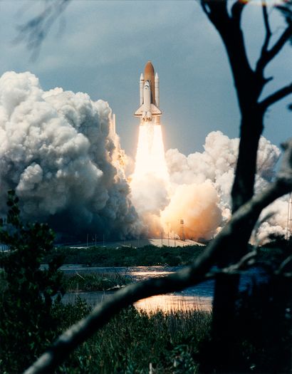 null NASA. Nice view of the Space Shuttle Columbia (STS-90) liftoff from launch pad...
