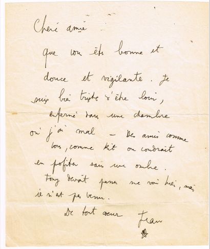 null 95 - Jean COCTEAU (1889-1963), poète, dessinateur, dramaturge et cinéaste. Lettre...