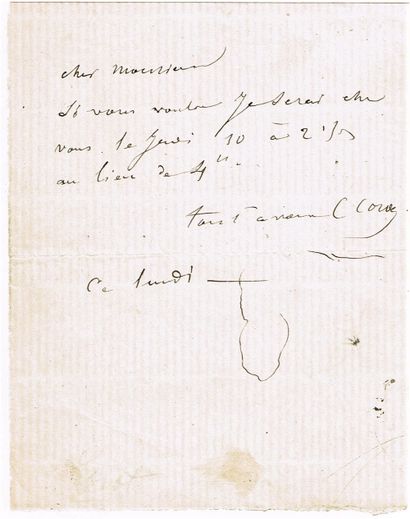 null 190 - Camille COROT (1796-1875), peintre et graveur. Lettre autographe signée,...