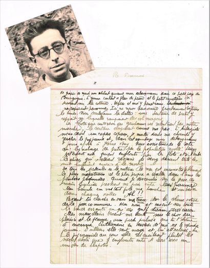 null 111 - Robert DESNOS (1900-1945), poète surréaliste. Manuscrit écrit de sa main,...