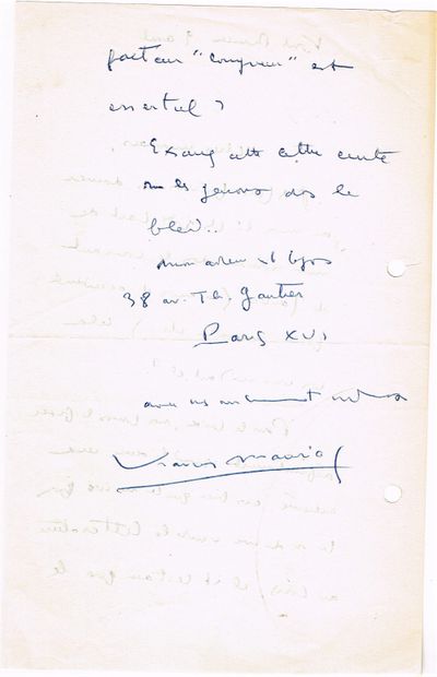 null 149 - François MAURIAC (1885-1970), Prix Nobel de Littérature en 1962. Lettre...