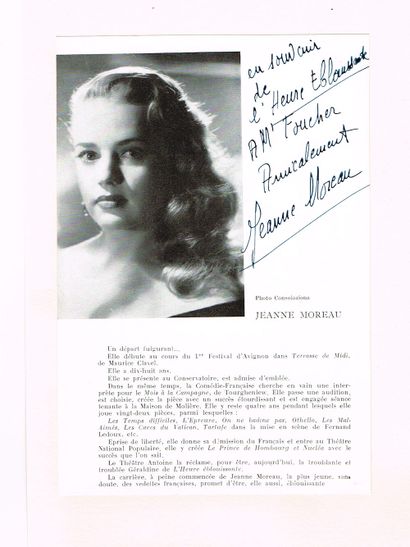 null 349 - Jeanne MOREAU (1928-2017), actrice et chanteuse. Photo de programme dédicacée...