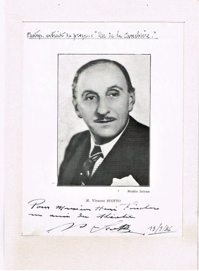 null 293 - Vincent SCOTTO (1874-1952), compositeur. Photo de programme dédicacée...