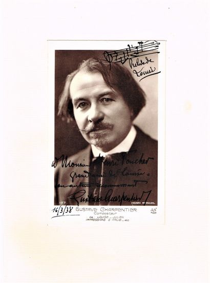 null 283 - Gustave CHARPENTIER (1860-1956), compositeur. Carte postale dédicacée...