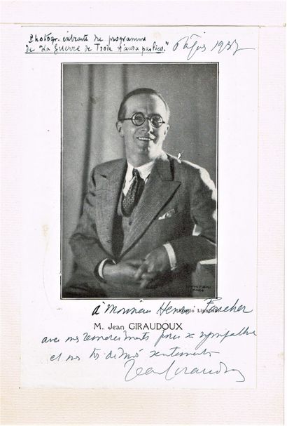 null 120 - Jean GIRAUDOUX (1882-1944), écrivain et diplomate. Photo de programme...