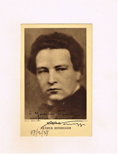 null 289 - Arthur HONEGGER (1892-1955), compositeur suisse. Carte postale dédicacée...
