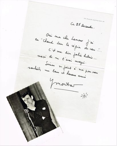 null 354 - Yves MONTAND (1921-1991), chanteur et acteur. Lettre autographe signée...