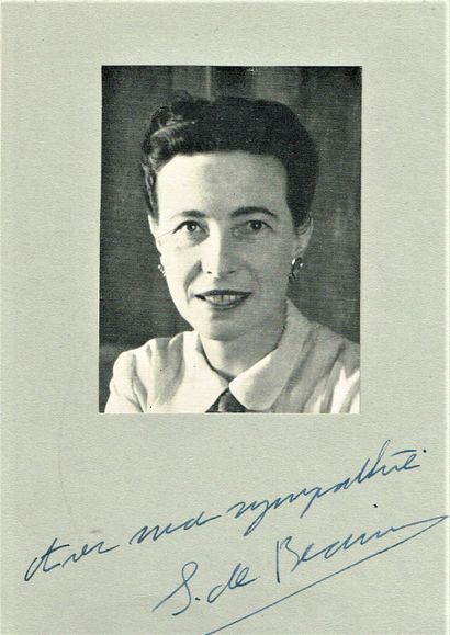 null 84 - Simone de BEAUVOIR (1908-1986), philosophe et romancière. Sa signature,...