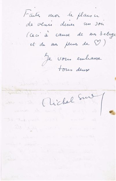 null 351 - Michel SIMON (1895-1975), acteur suisse. Lettre autographe signée au producteur...