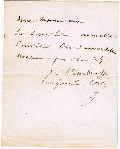 null 189 - Camille COROT (1796-1875), peintre. Lettre autographe signée à sa nièce...