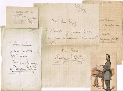 null 281 - Benjamin GODARD (1849-1895), compositeur. Ensemble de 3 lettres autographes...