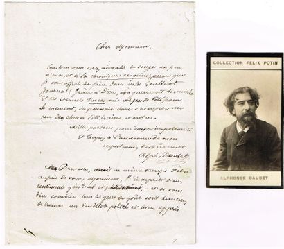 null 109 - Alphonse DAUDET (1840-1897). Lettre autographe signée en 1871 à François...