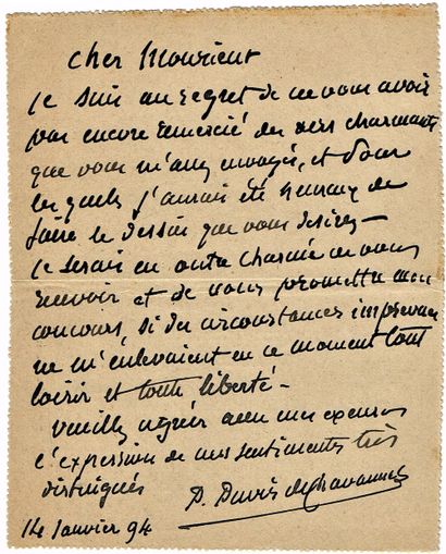 null 216 - Pierre PUVIS DE CHAVANNES (1824-1898), peintre. Lettre autographe signée...