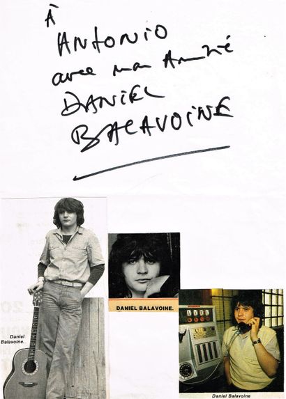null 367 - Daniel BALAVOINE (1952-1986), chanteur. Page d’album dédicacée et signée...