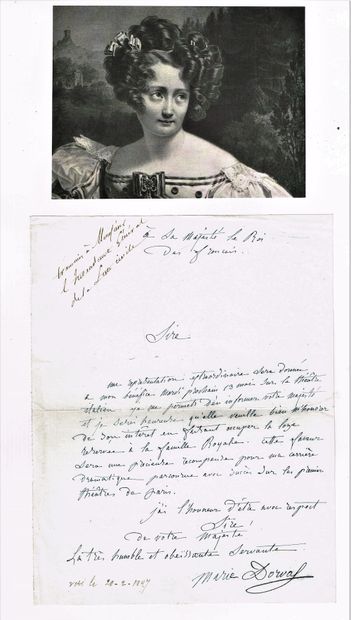 null 266 - THÉÂTRE. Marie DORVAL (Lorient 1798-1849), la grande tragédienne. Lettre...