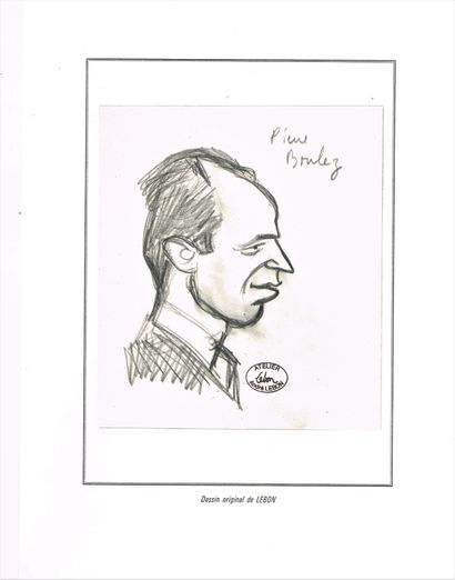 null 
301 - Pierre BOULEZ (1925-2016), compositeur. Page d’album (24 x 32 cm) signée...