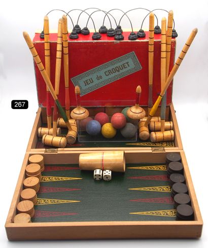 OLD BOARD GAMES (2) 
- Croquet game box (wood...