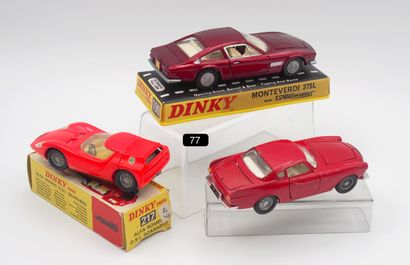  DINKY TOYS G.-B. - 1/43th (3) 
- # 116 VOLVO P 188 COUPE. Red, ivory interior, spoked...