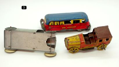  CR (Charles ROSSIGNOL) - France (3) 
Meeting of 3 penny toys in sheet metal 
- Torpedo...