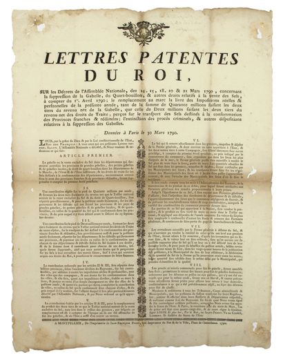 null (HÉRAULT). ABOLITION DE LA VENTE DU SEL & DE LA GABELLE (Droits féodaux). 1790...