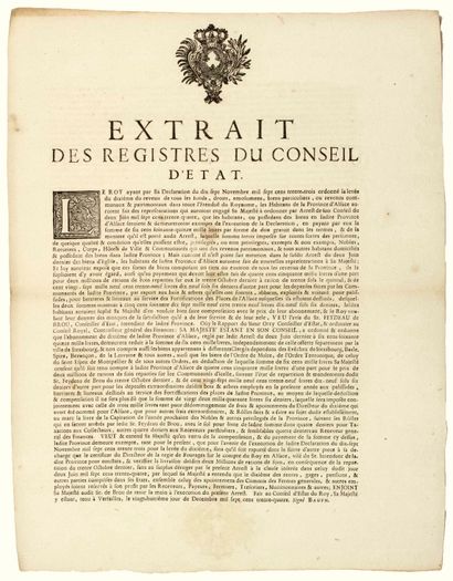 null ALSACE. 1734. STRASBOURG. SUBSCRIPTION TO THE TENTH. "Extract from the Registres...