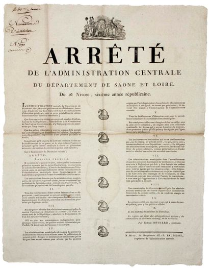 null SAÔNE-ET-LOIRE. 1798. L’ÉDUCATION PUBLIQUE TENUS PAR DES PRÊTRES RÉFRACTAIRES....