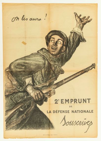 null Abel FAIVRE 1916. “ON LES AURA” - 2ème Emprunt de la Défense Nationale, souscrivez....