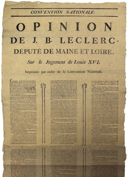 null 1793 (TRIAL OF KING LOUIS XVI). LECLERC (Jean Baptiste) Conventionnel de MAINE-ET-LOIRE...