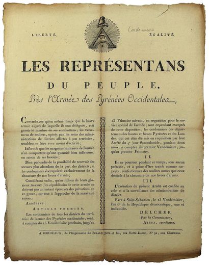null GIRONDE. LANDES. 1794. "The Representatives of the People near the Army of the...