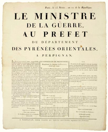PYRÉNÉES ORIENTALES. 1803. CONSCRIPTION POUR...
