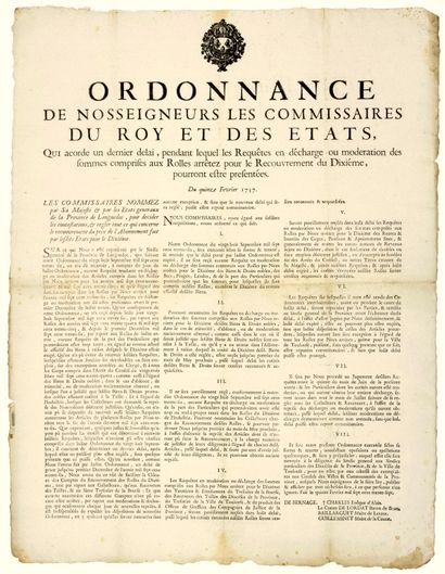 null 1737. LANGUEDOC. "Ordinance of Our lords the Commissioners of the King and the...