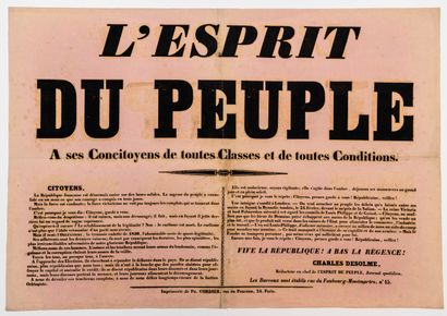 null 1848. Charles DESOLME Rédacteur de « L’ESPRIT DU PEUPLE », journal quotidien,...