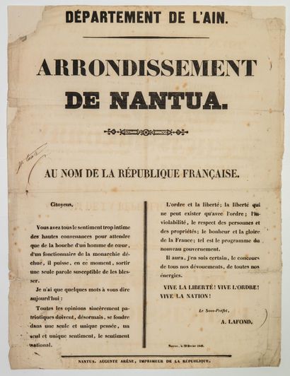 null DÉPARTEMENT DE L’AIN. Février 1848. « Arrondissement de NANTUA » « Au nom de...