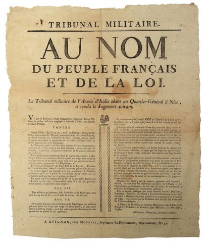 null AN 3. ALPES MARITIMES. In the name of the French people... Decree of the MILITARY...