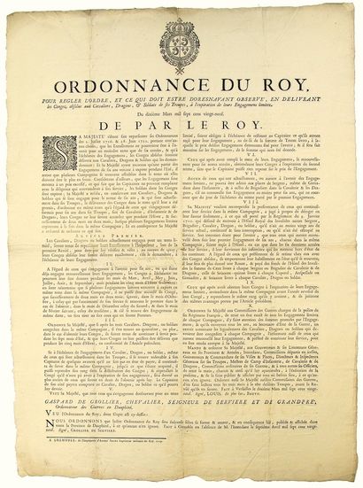 null 1729. DAUPHINÉ. Ordinance of the King to regulate the Order, and what must be...